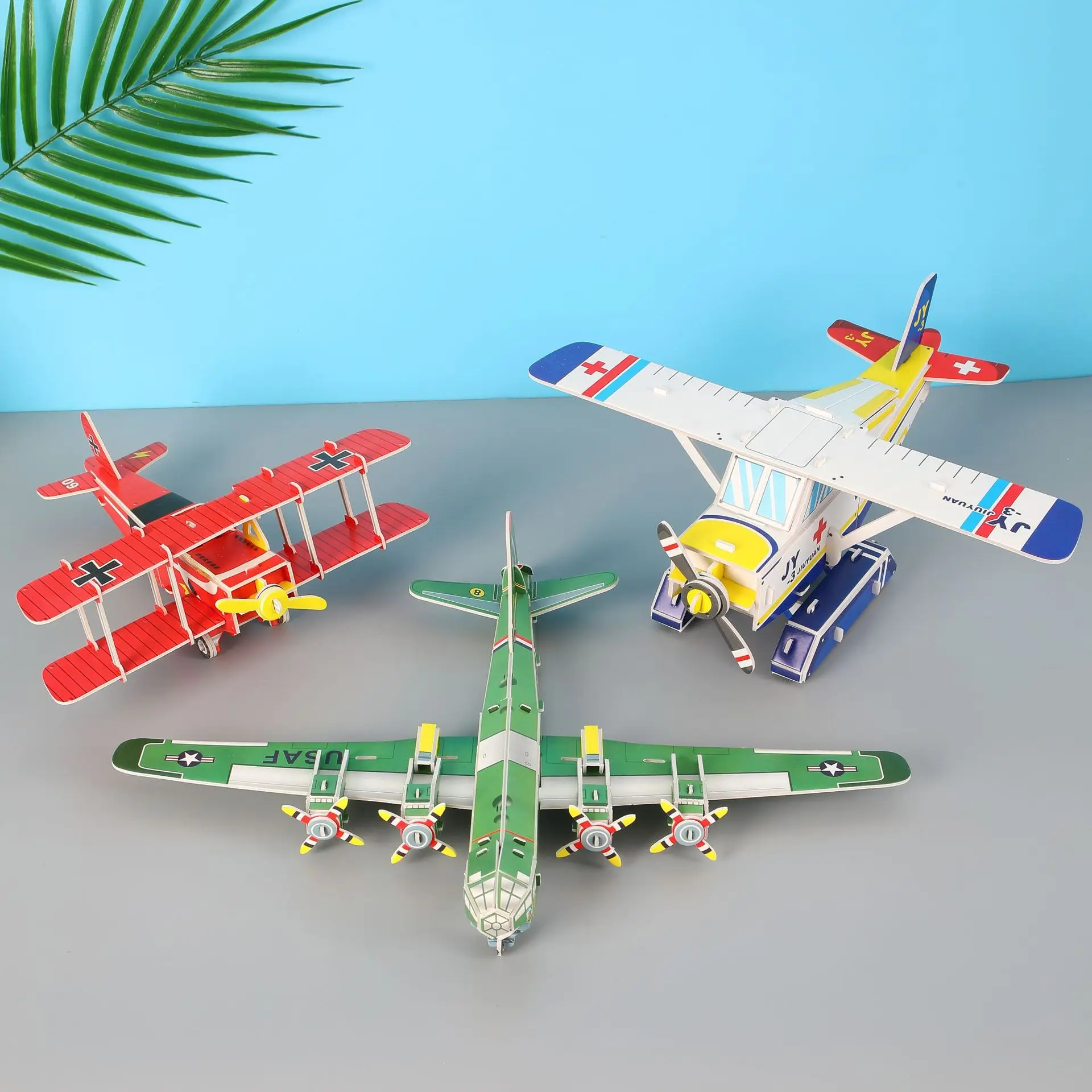 CL758 Kids Educational Toys Handmade Assembly Aircraft Puzzle DIY Paper Jigsaw Airplane Model 3D Puzzles