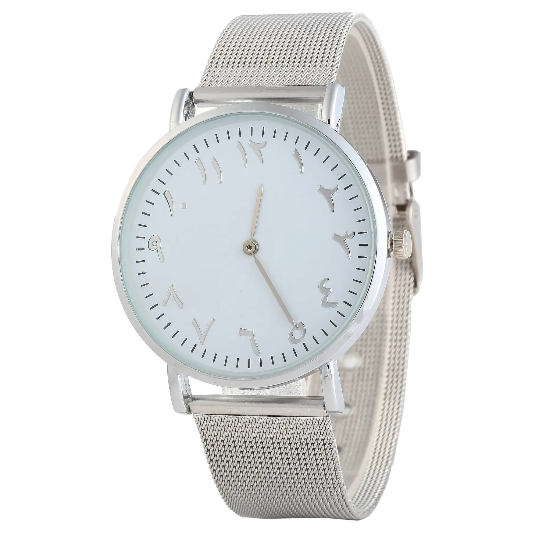 OEM ODM Custom Logo Stock Rose gold Watch Mesh Alfajr Muslim Azan Watch Arabic Numbers Watches