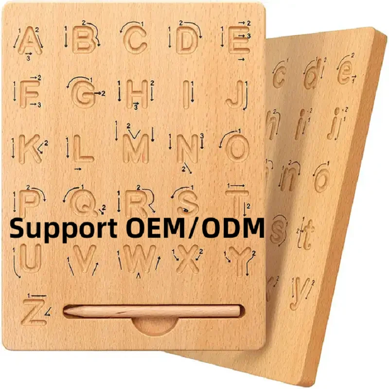 PUSELIFE Wholesale Double-sided Uppercase Lowercase Abc Letters Alphabet Tracing Board montessori toys wooden