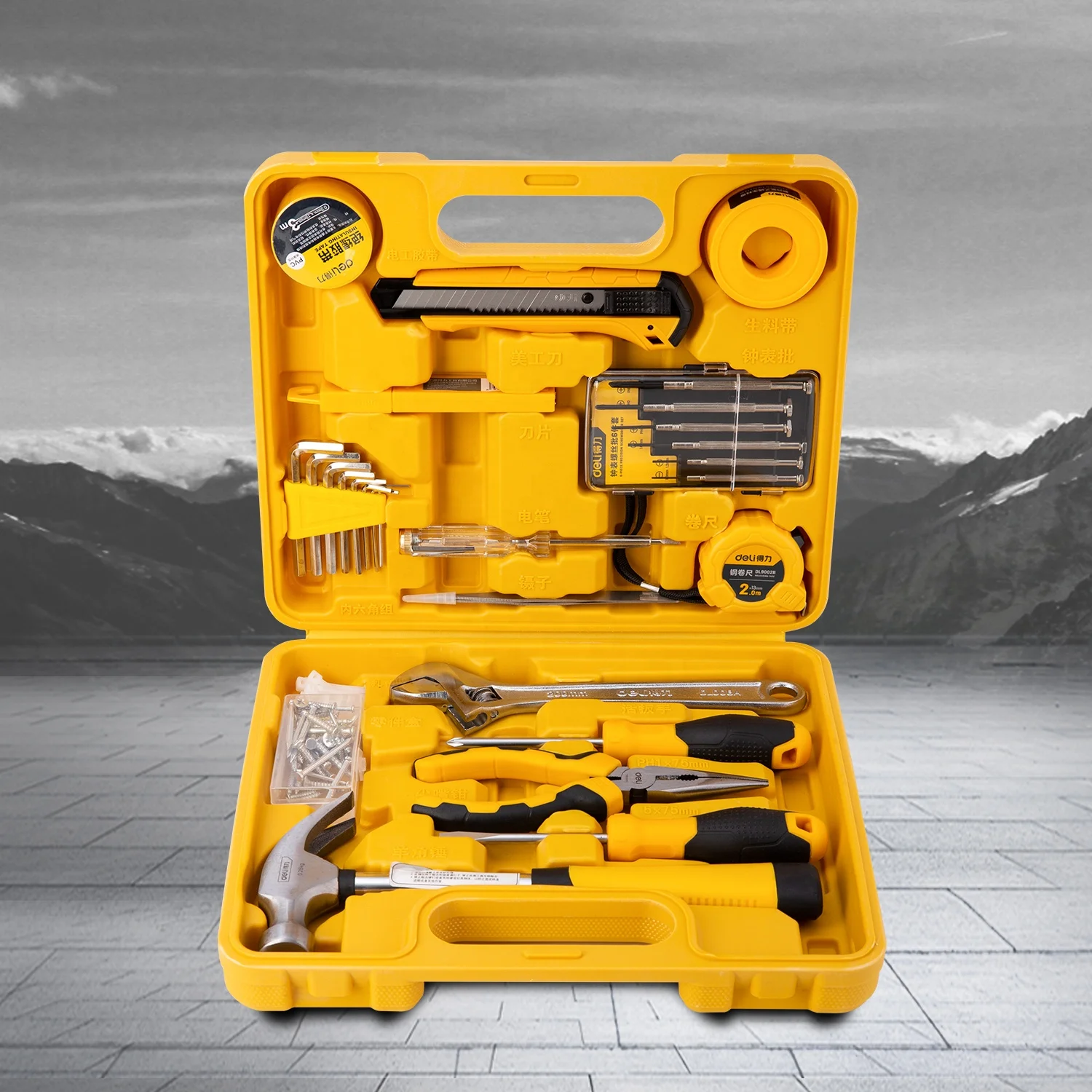 Deli EDL1028J 28 Pcs Household Construction Hand Tools Home Repair Tool Set Hard Case DIY 28PCS/SET 260*215*66MM 18.4KGS CN;CHO