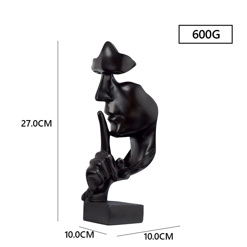 Modern Decorative Handcrafted Silence Is Gold Abstract Resin Figurines Shelf Decor Accents Statue For Desk Office Bookshelf