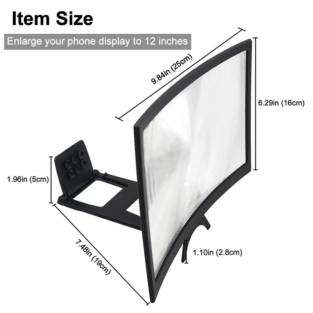 
New products portable Folding 12 inches Screen Magnifier 3D smart curved Mobile phone Amplifier 