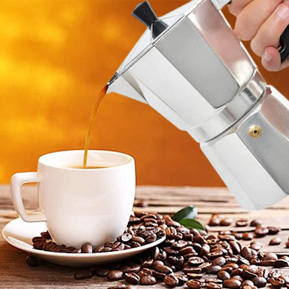 Classic Design Italian Silver Stovetop Espresso coffee Maker 6 cups moka pot aluminum