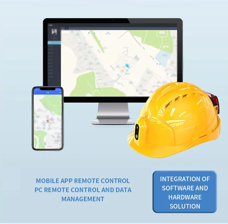 Custom Construction Hard Hats White with Climbing Light 4G Wifi Live Camera ABS GPS SOS-Safety Helmets Features