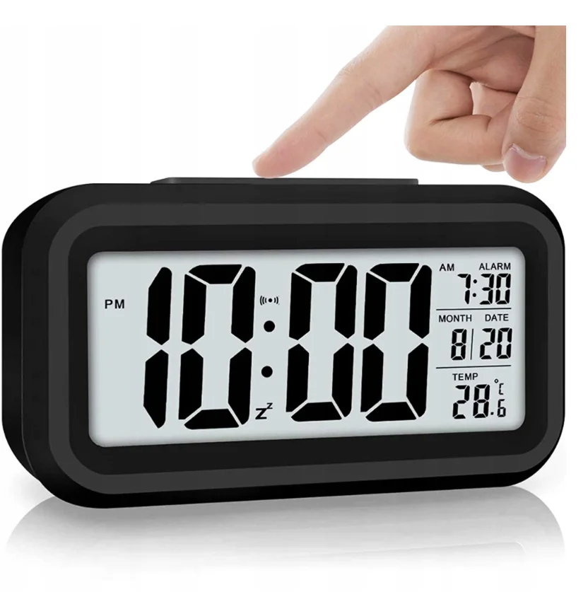 LED Digital Alarm Clock Electronic Smart Mute Clock Backlight Display Temperature & Calendar Snooze Function Alarm Clock