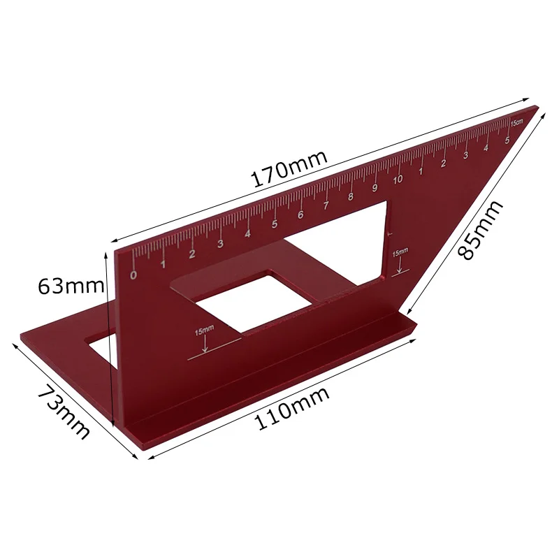 High Precision Triangle Ruler Aluminum Alloy 45 90 Degrees Woodworking Measure Tool Combination Square Angle Ruler