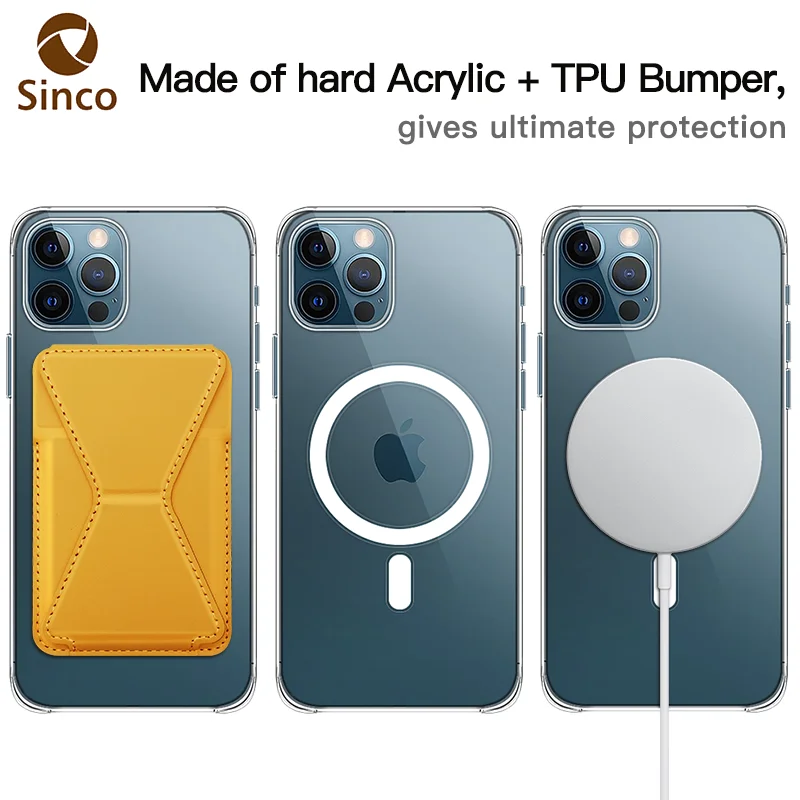 Wholesale Popular Hot Sale Acrylic TPU Bumper Transparent Full Wrapped Phone Case with Magnetic Circle for iPhone 12 Pro Max
