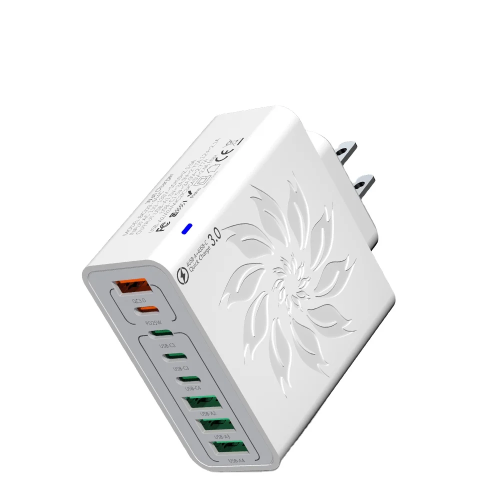 55W Quick Charge US EU Plug QC3.0  4USB Charger 4 Type C PD Phone Adapter For Huawei For iPhone Charger