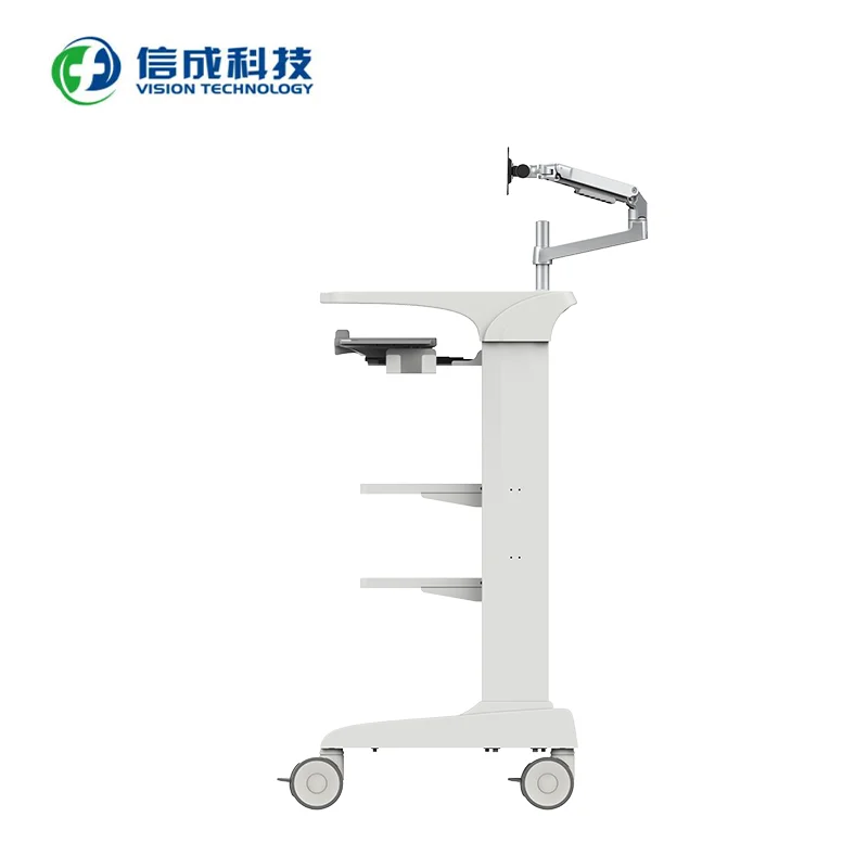 Medical cart manufacturer hospital OEM customized Endoscopy Cart With Swing Arm  Keyboard holder medical cart