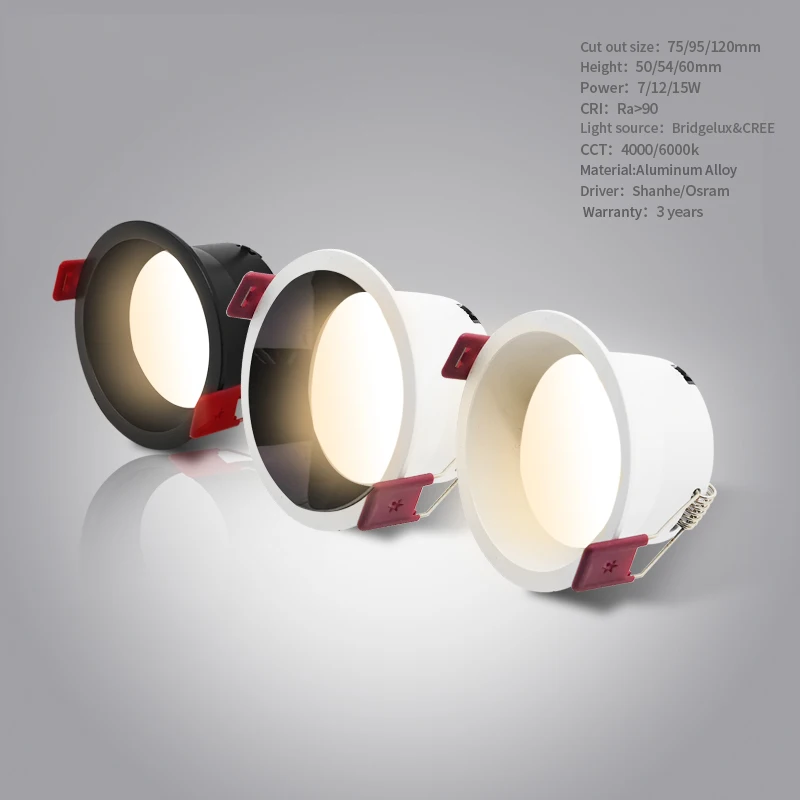 Hot Selling Indoor Down Lights Style Modern Style Anti Glare Brite Spotlight Led Downlight
