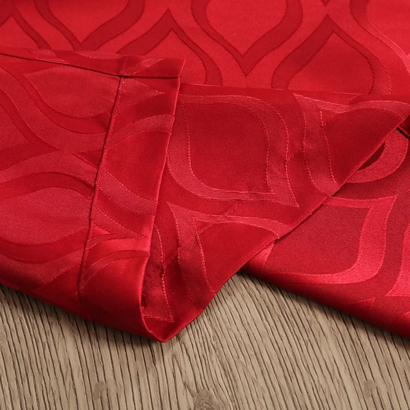 Высококачественная Панама США Европа полиэстер красная втулка Cortina жаккардовая занавеска