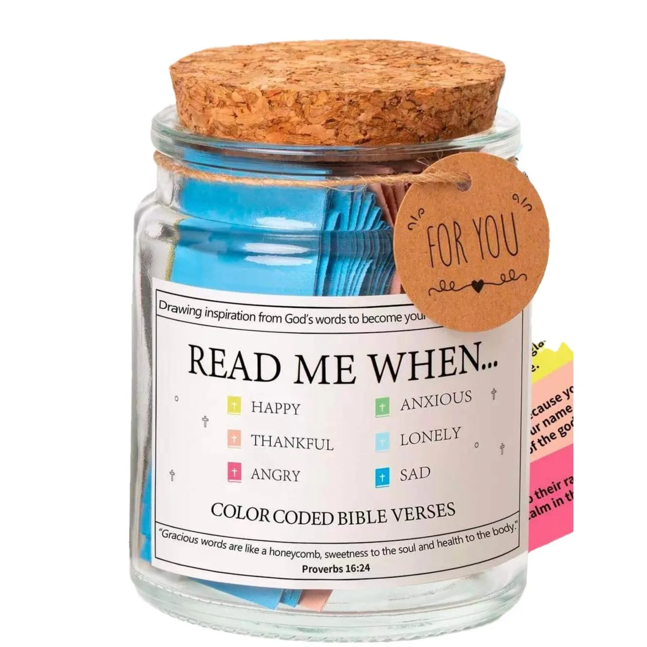 2024 Christian Religious Bible Verses in A  Glass Jar for Emotions and Feelings Verse Prayer Request Cards for Christmas