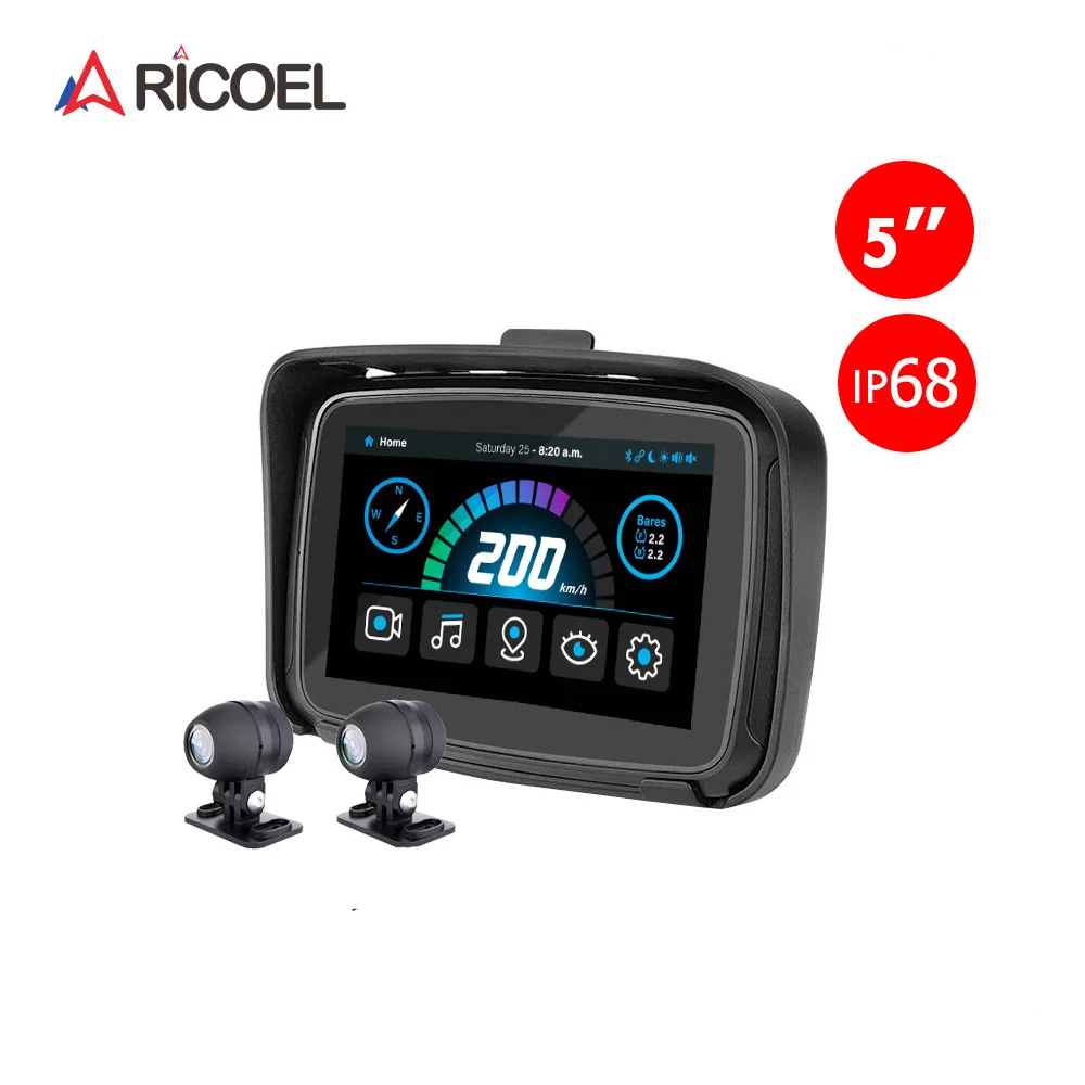 New 5-inch IP67 Universal Wireless Multimedia Motorcycle Carplay Tablet