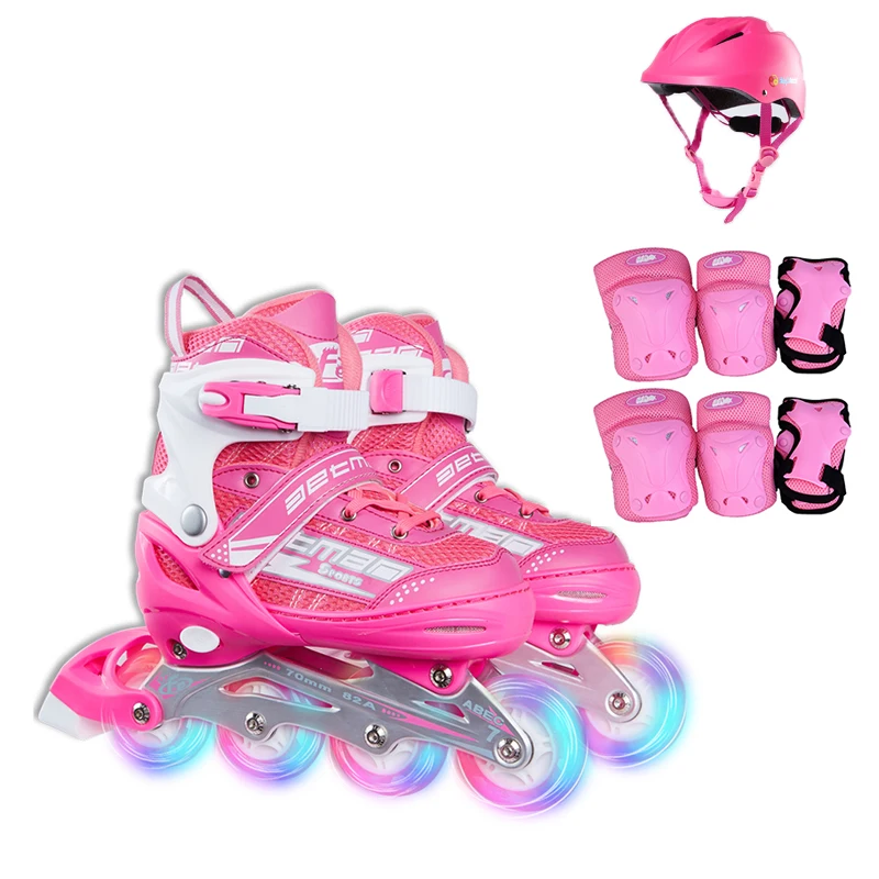 EACH Wholesale LED Flashing Roller Quad Skates Shoes Sets Buy Glitter 4 Wheel Patines for Kids