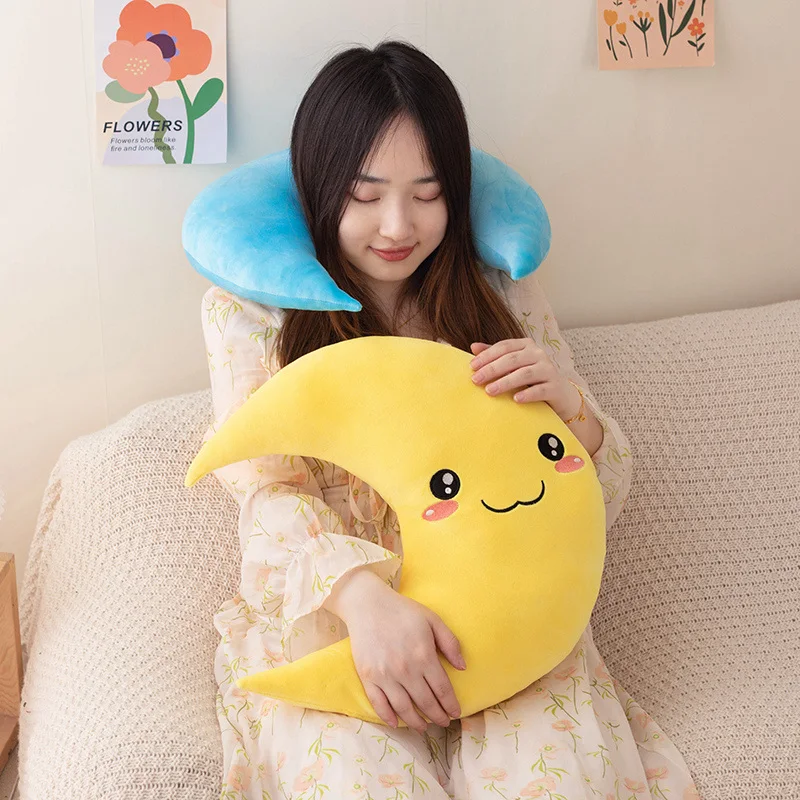 Star Moon Clouds Decorative Nursing Pillow Cushion Soft Toys Kids Sofa Pajamas Moon Plush Pillow
