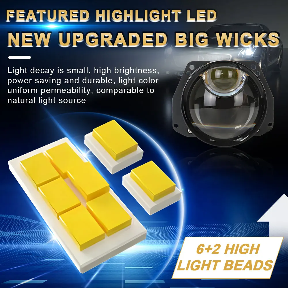 K203 3Inch fog light hi lo beam 130W 3inch bi led projector lens for universal car