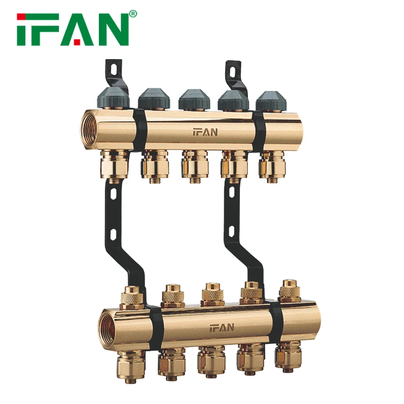 IFAN Plumbing Accessories Water Mixing Pump PEX Manifold Flow Meter Brass Manifold Underfloor Heating Radiant Manifold