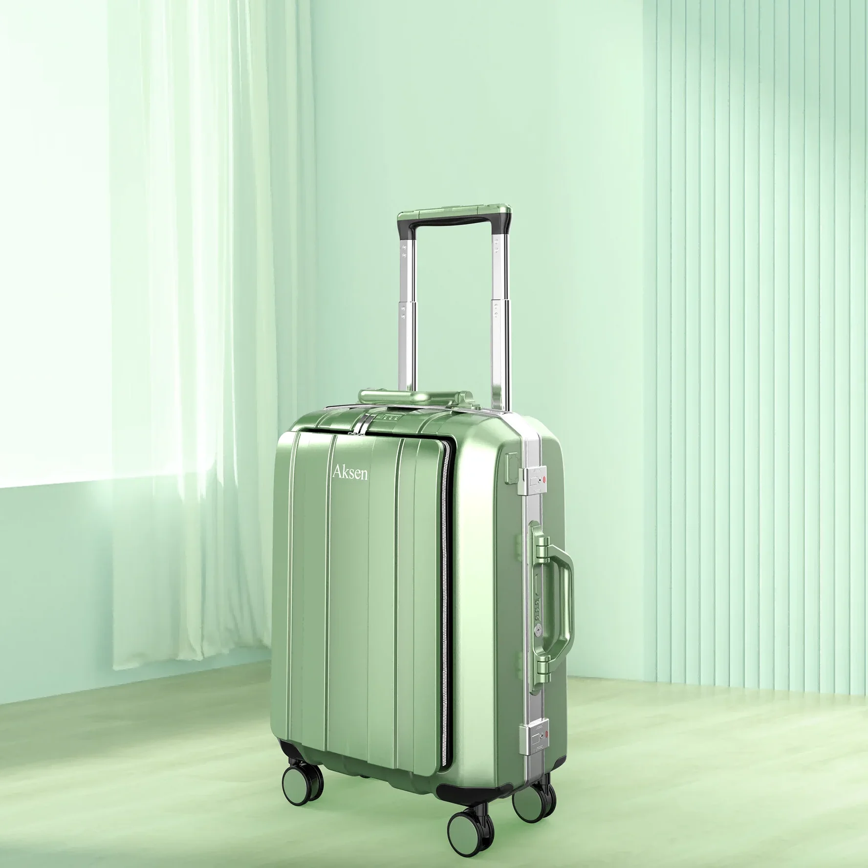 Front Opening New Arrival Carry on Luggage Vintage Travel Hard Case Smart Trolley Luggage Travel Bag Set