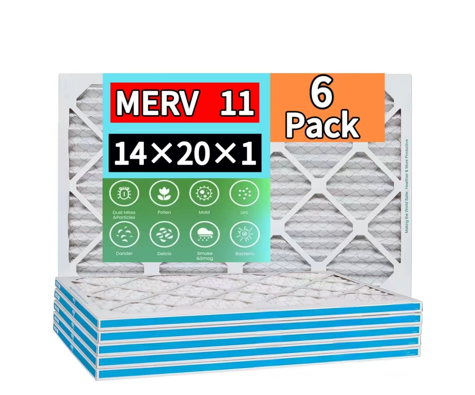 14x20x1 воздушный фильтр MERV 11(6 упаковок) электростатический плиссированный кондиционер фильтры для печи переменного тока сопоставимые с MPR1000 и FPR 7