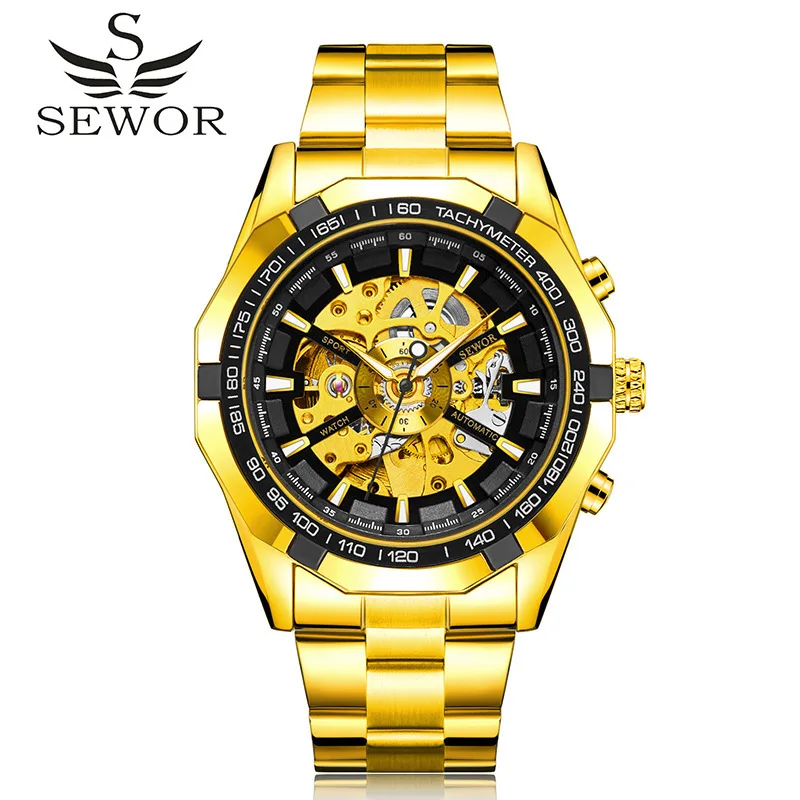 SEWOR Swarky Hollow Mechanical Automatic Waterproof Watch Foreign Hot Selling Cross-border Men