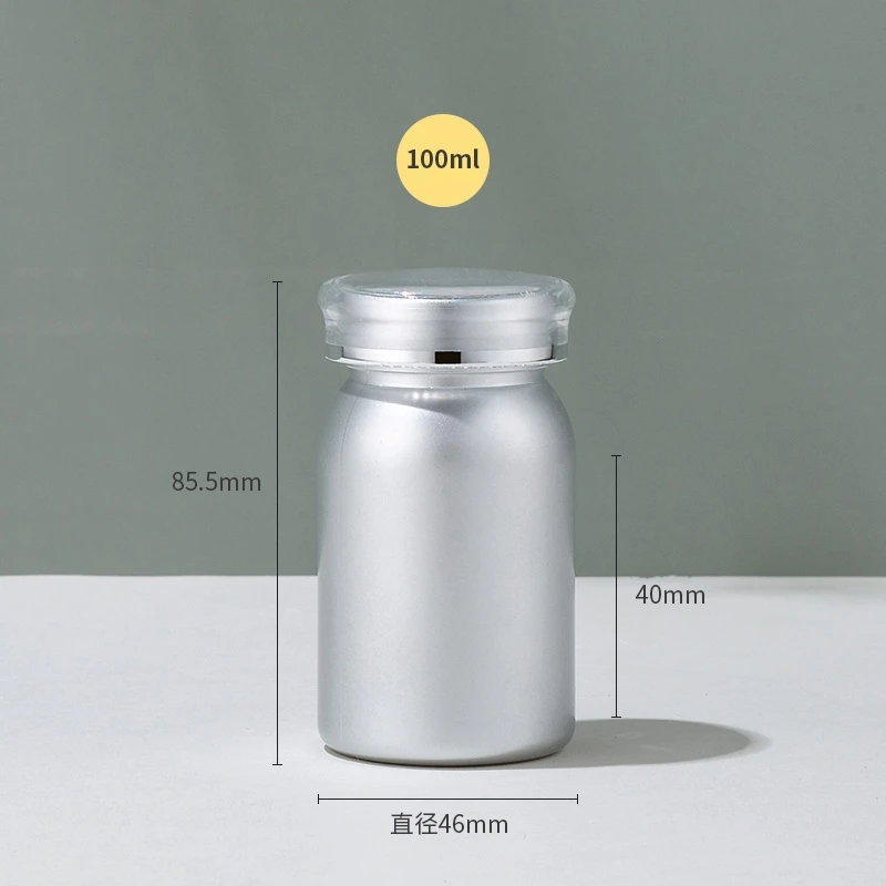 80 100 120 150 225 ml Silver Small PET Plastic Bottle for Capsules Vitamins Custom Colors Available