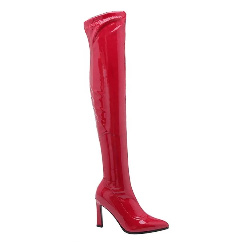 Wholesale Factory Custom Large Size 43 Women Winter Boots High Heel Over Knee Boots Latex Fetish Boots Night Club