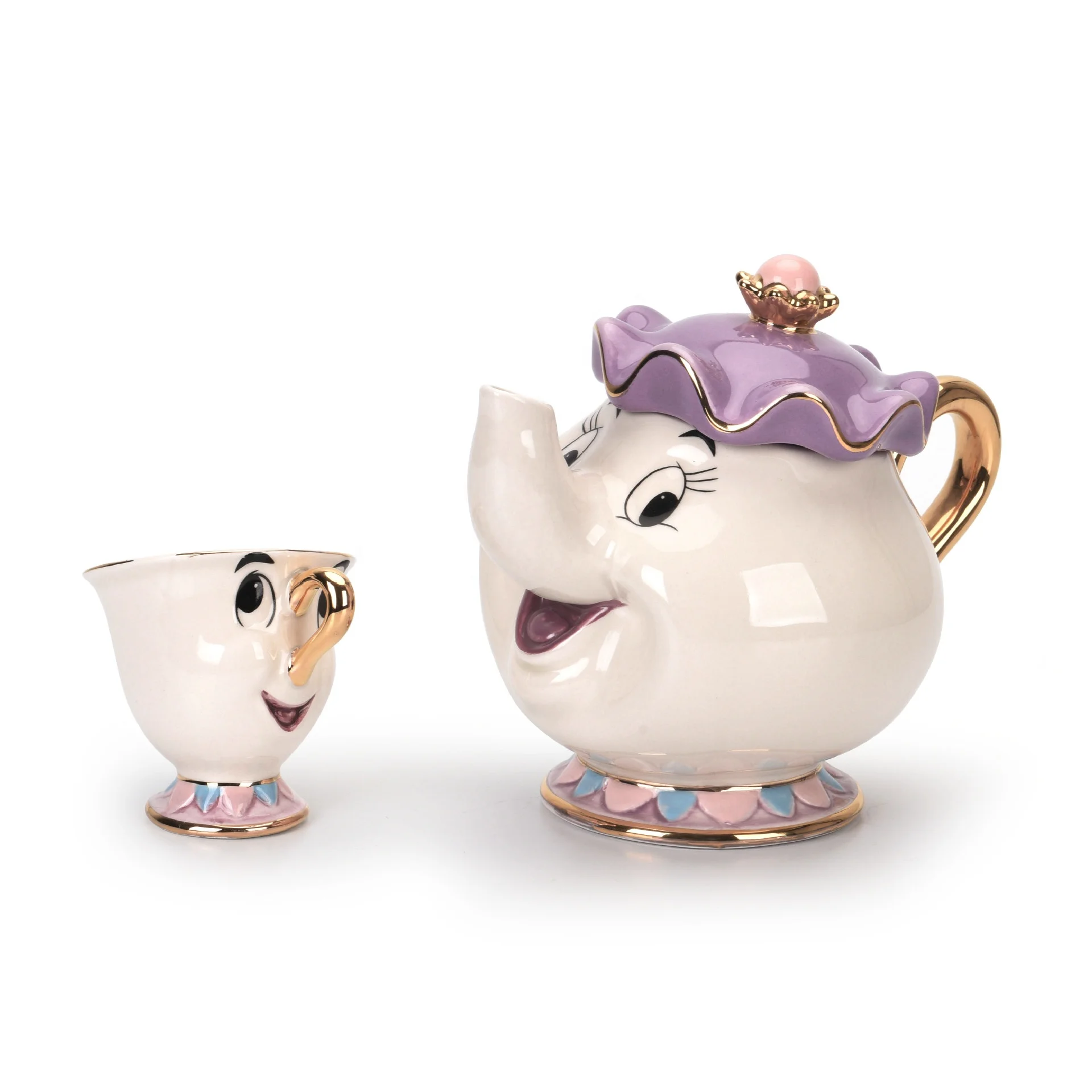 Beauty And Beast Teapot Creative Gift Tea Pot Set Wife Gold-plated Ceramic Drinkware Tea Pot Set With Color Box Packing