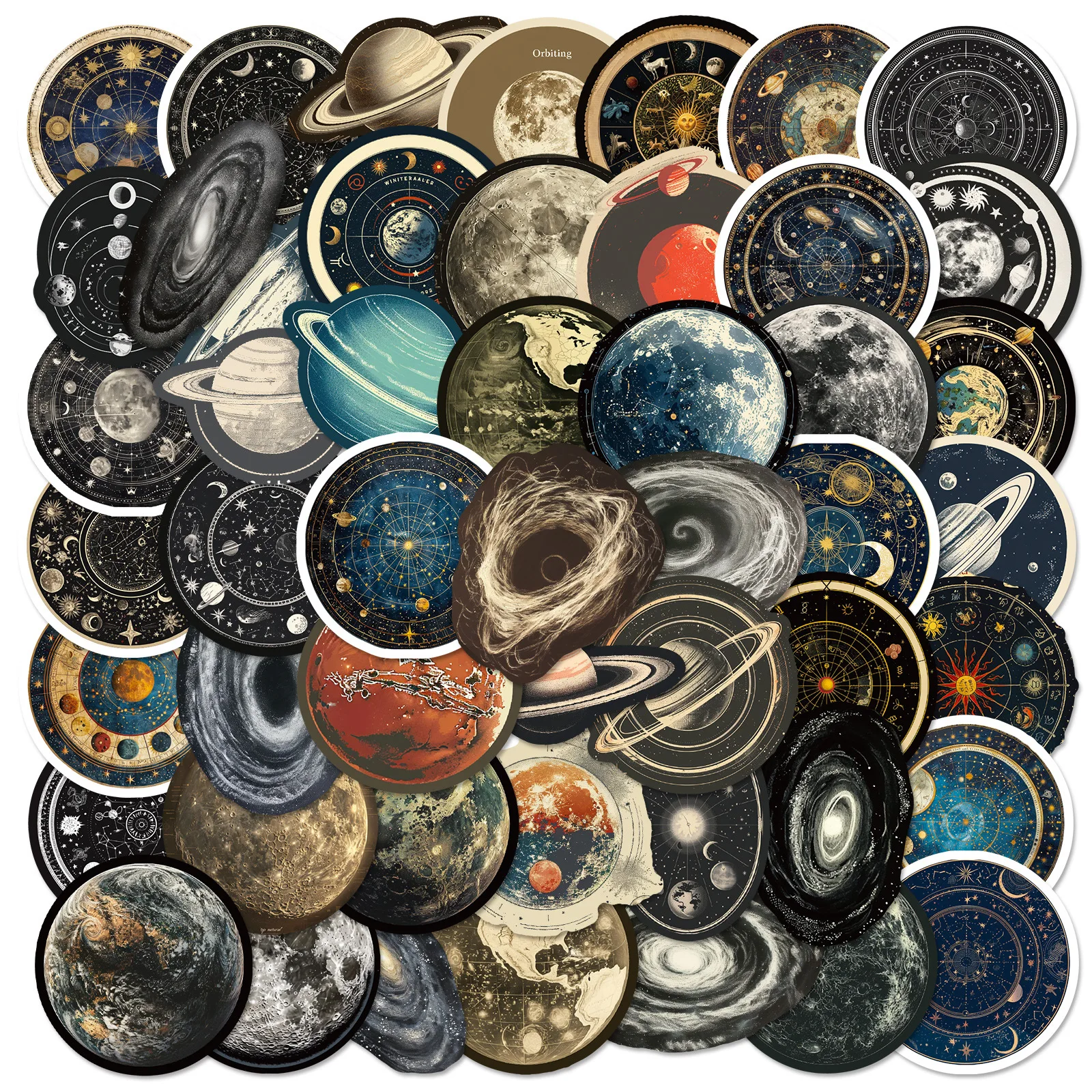 50Pcs Dreamy Aesthetic Starry sky Graffiti Stickers For Phone Bottle Decor Cartoon Universe Galaxy Sticker