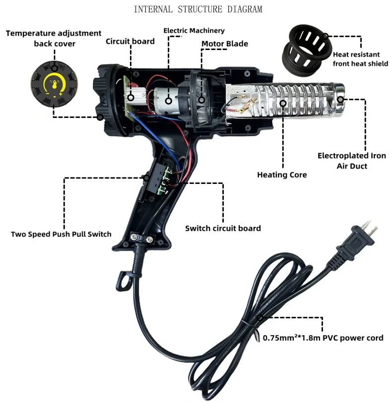 Wireless Heatgun Hot Air Blower Heat Gun Weld Phone Repair with Speed Adjusts Temperature Shrink Soldering