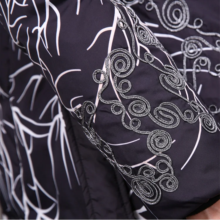 Explore now New Design Sense Printing Hand Embroidered Down Jacket Long starter jacket