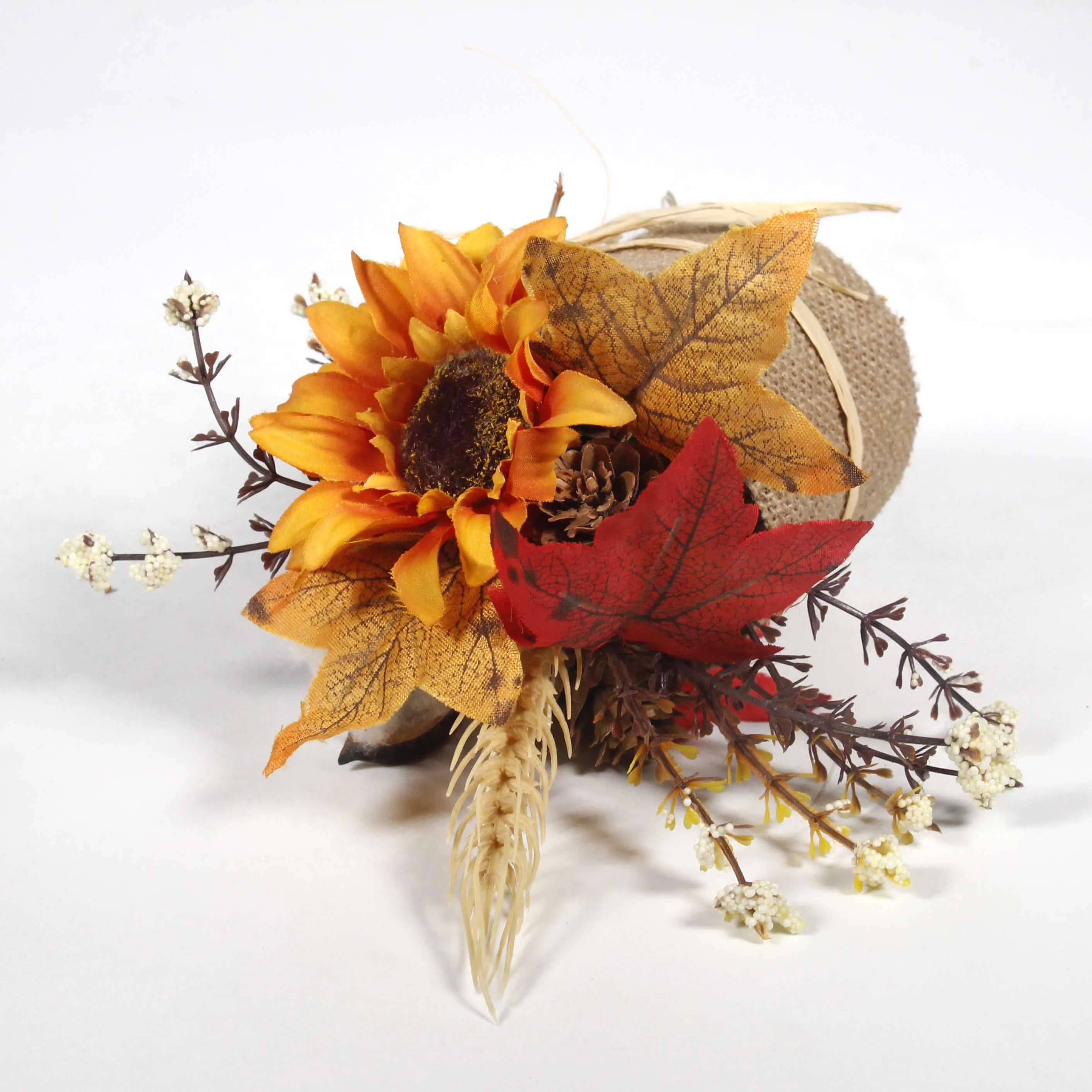 H19294 Artificial Sunflower Autumn Maple Leaf Pine Cones Plant Mini  Fall Gifts for Thanksgiving Harvest Halloween Decoration