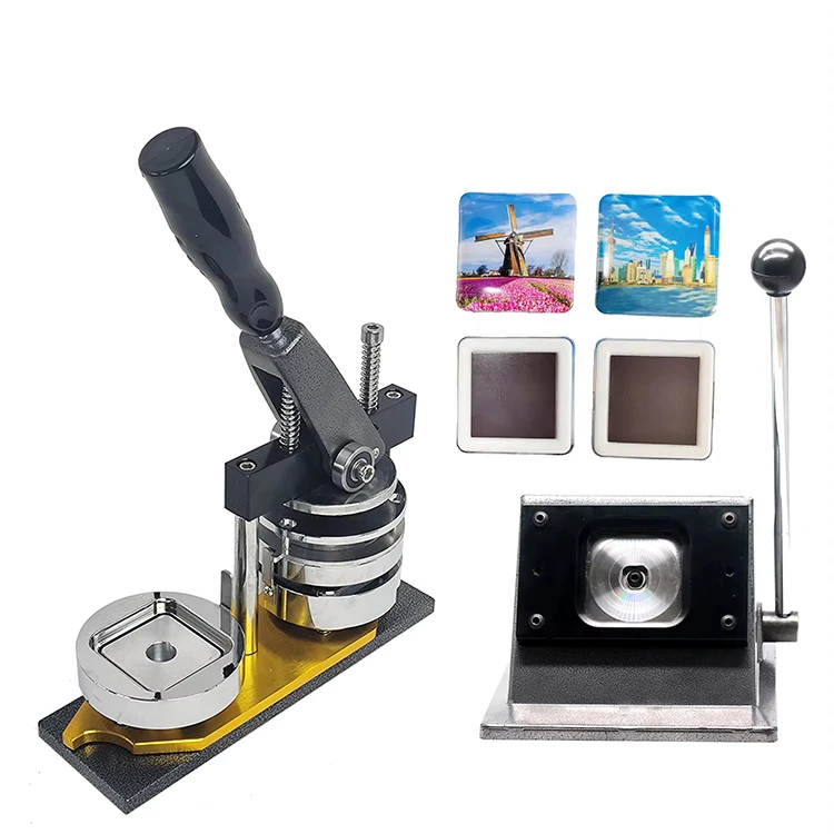 Square 2*2 Inch Badge Making Machine Magnet Making Machine+Cutter +250 Pcs Fridge Magnet Material
