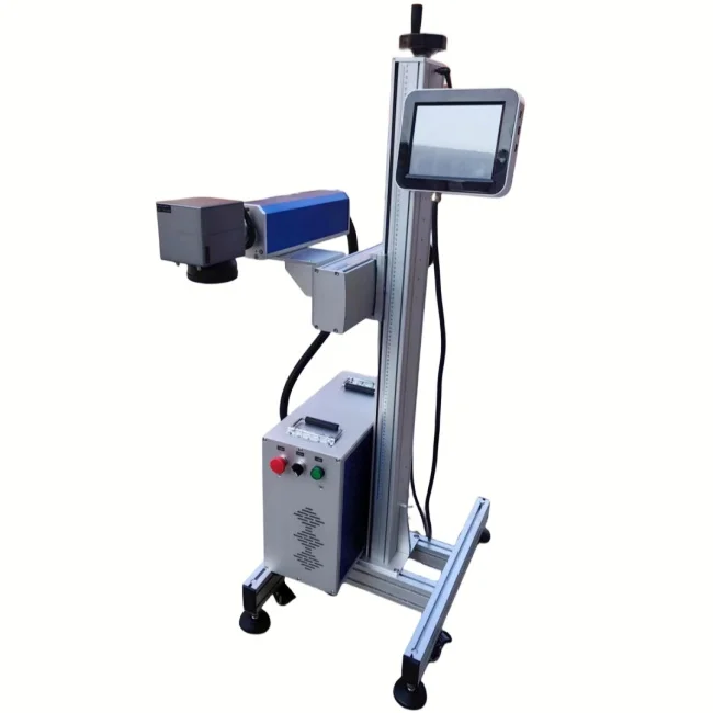 Online Flying Fiber Laser Marking Machine cigarette code laser engraving machine