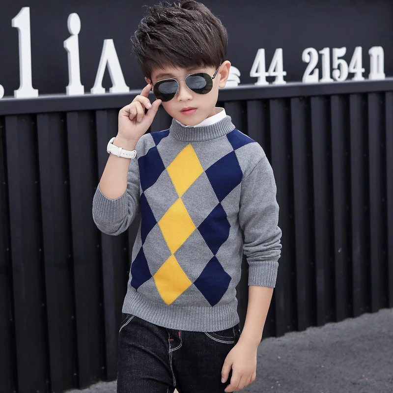 
baby boy sweater designs rhombus pictures children knitwear 10years pullover 