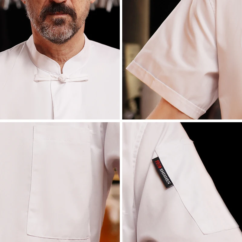 Wholesale Bar Club Waiter Short Sleeve Modern Restaurant Uniform Unisex Cook Work Wear Shirts Chef Kitchen