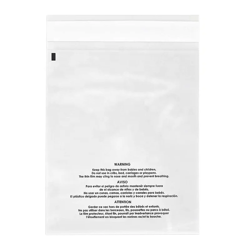 Factory wholesale self seal adhesive plastic poly suffocation warning bags clear cello cellophane plastic bags for clothing