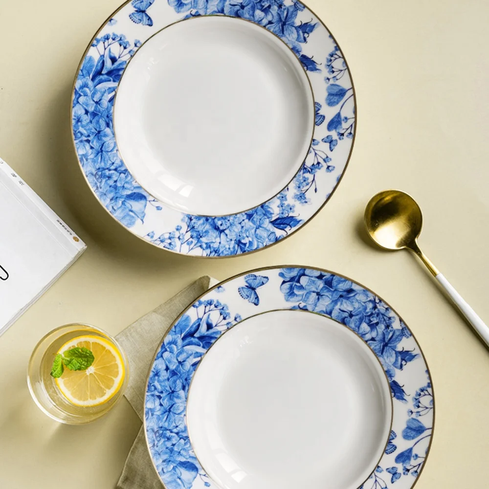 High Quality Cheap Bulk Elegant Ceramic Homeware Fine Bone China Dinner Plates Set For Wedding