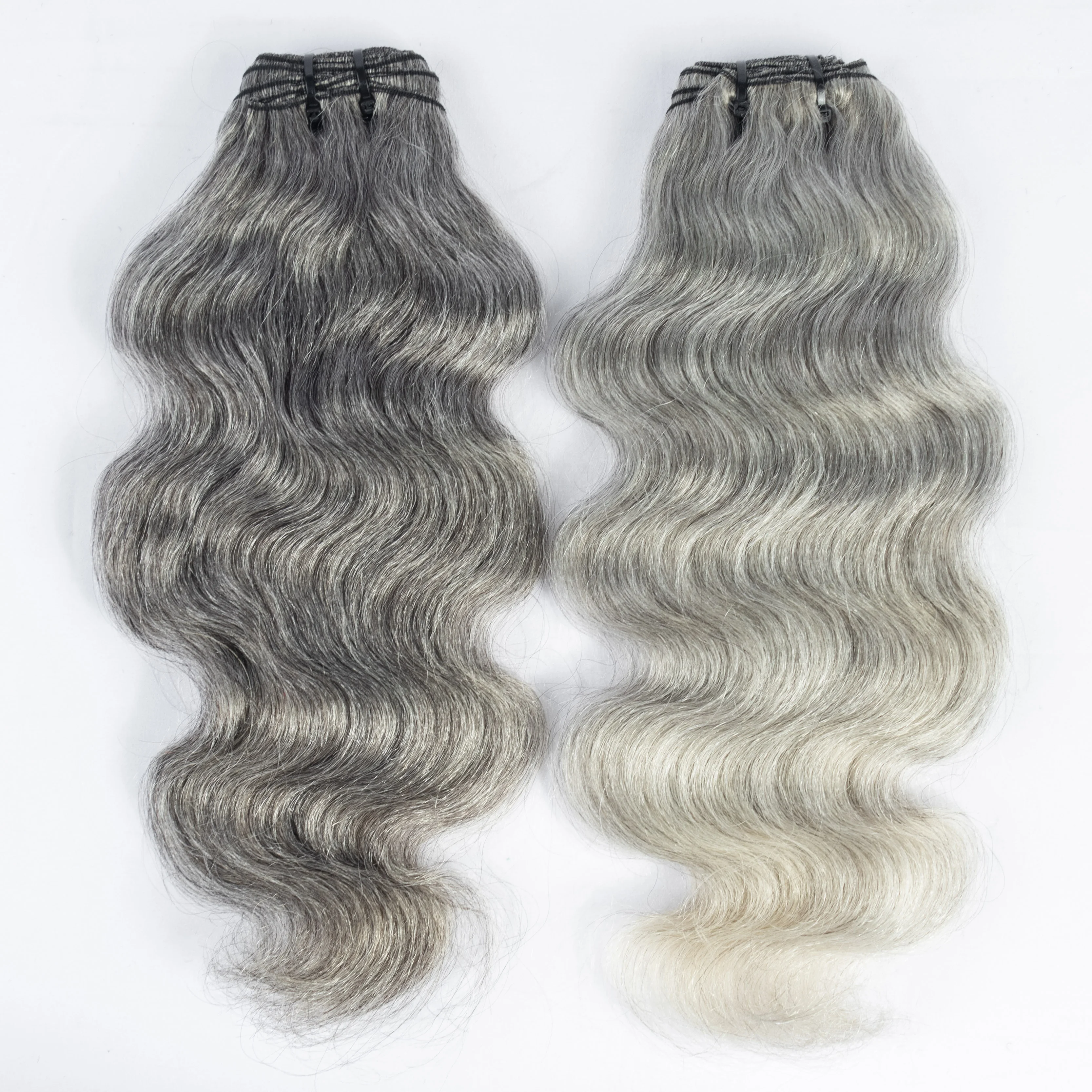 2024 Hot Selling Grey Body Wave Clip In Hair Extensions Salt & Pepper Clip Ins Grey Hair