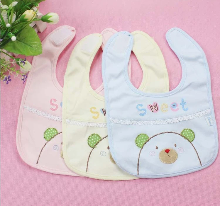 Factory wholesale 100% cotton terry towel fabric cute high-quality baby bib
