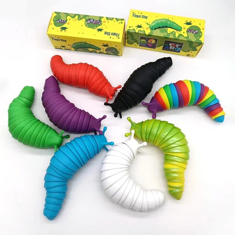 2022 New Sensory Twist Plastic Finger 3d Decompression Toy Articulated Fidget Slug Toy for Kids