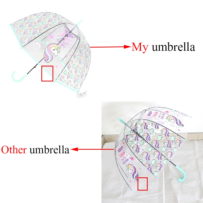 Kids Umbrellas Cartoon Unicorn PVC Clear Transparent Umbrellas Folding Motorcycles Umbrella