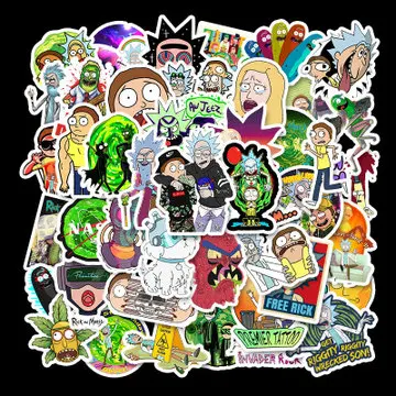 50Pcs Cartoon Rick And Morty Anime Sticker Hydro Flask Label Printing Notebook Wall Car Laptop Luggage Kids Anime Stickers
