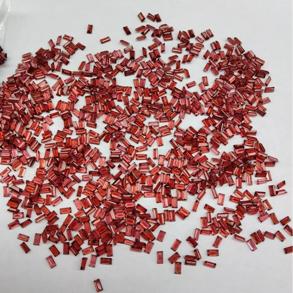 Natural garnet ring face rectangular right angle 2x4x8mm cut face bare stone inlay earring necklace with stone