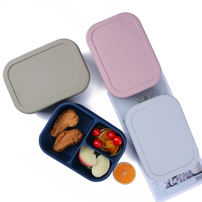 Hot selling Bento Box Container Keeping Dishes Fresh Bento food Box Collapsible silicon baby feeding set