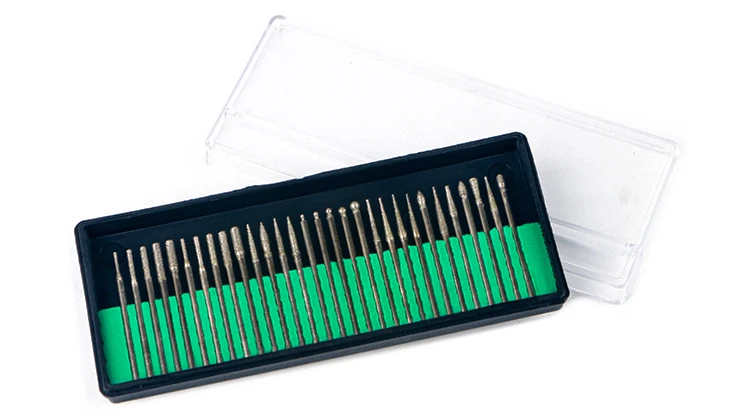30 Pcs File Shank Cuticle Carving Kit Head Bit Engraving Burr Polishing Alloy Nail Diamond Bits Art Grinding Drill Tool Set Burs