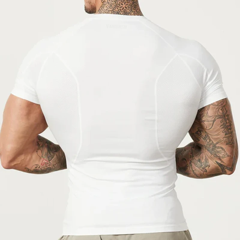 High Quality Custom Logo Sports Compression Short Sleeve Base Layer Four Way Stretch 100% Polyester 200 gsm T Shirt