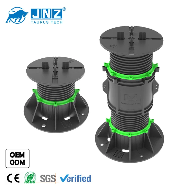 Adjustable plastic pedestal paving stone tile, wood deck joist systems