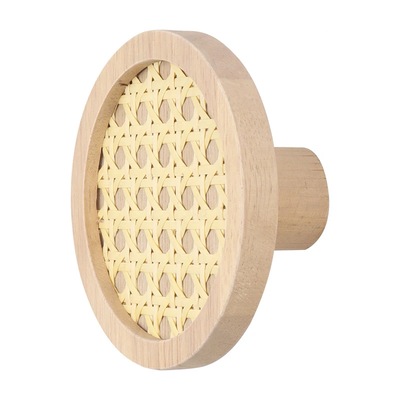 Hot sale products bedroom decor Wooden Decor wood wall hooks hanger Wall Rattan Coat Dot Round Hanger