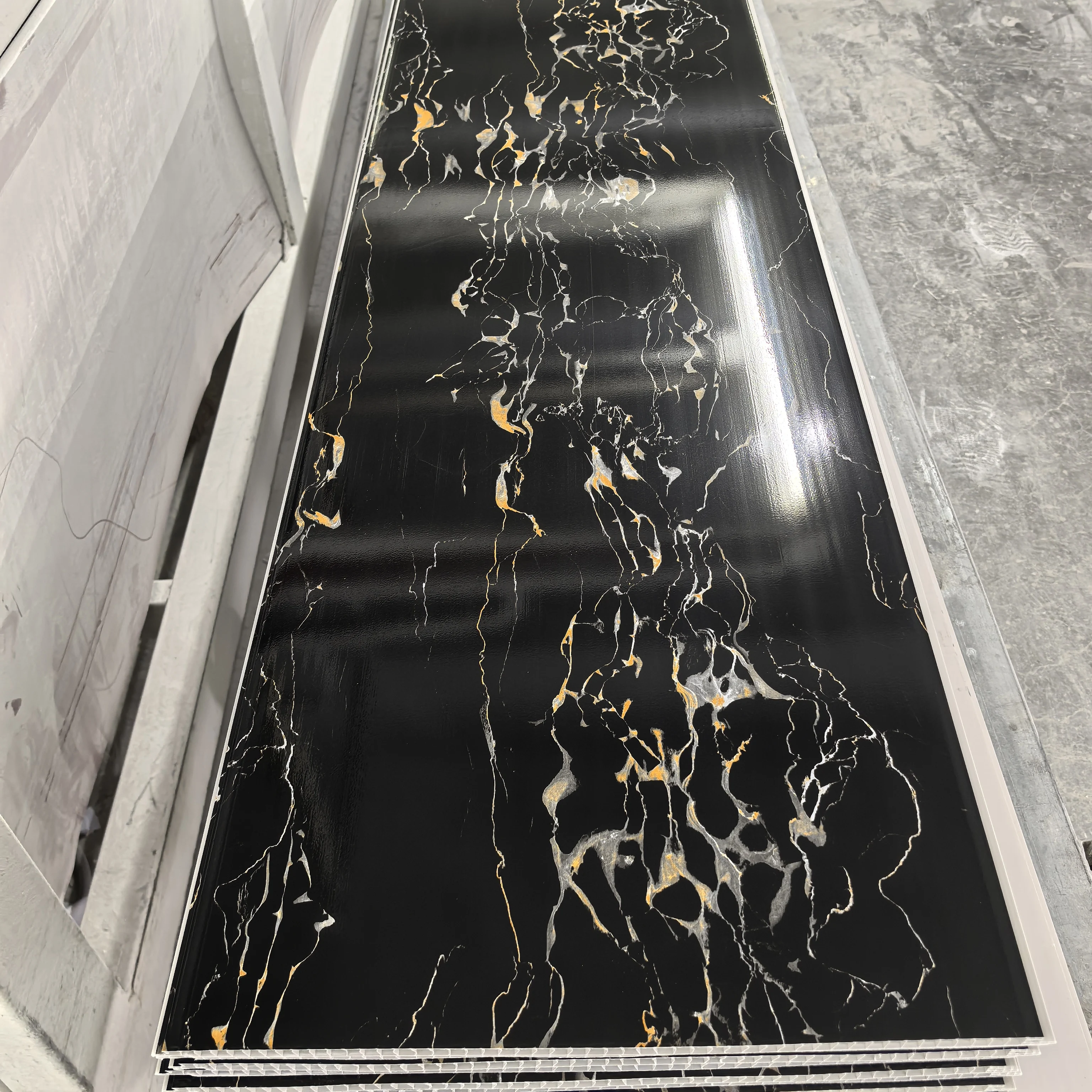 Roof Decorative Interior Cheap Black Marble Glossy PVC Panel Ceiling Design For Bedroom