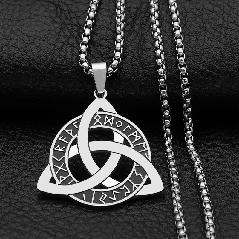 Tarnish Free Necklace Vintage Rune Pendant Viking Celtic Knot Stainless Steel Necklace Men And Women Titanium Steel Necklace
